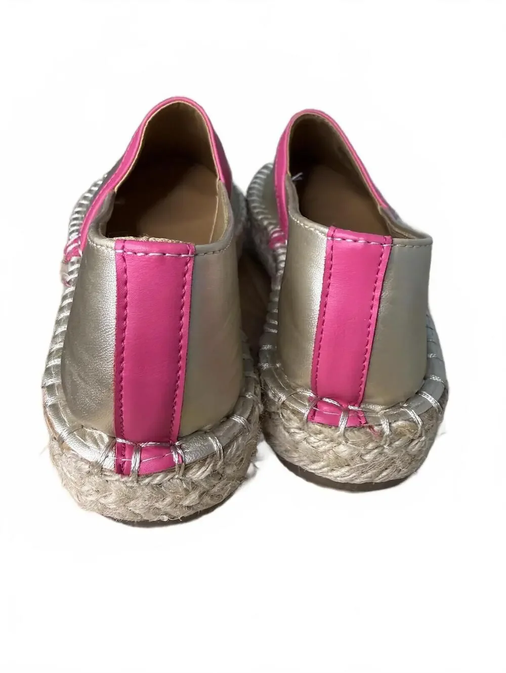 Women's Michelle McDowell Metallic Gold and Pink Espadrille Platform Shoes